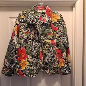 Studio Works Floral Jean Jacket in Red, Yellow & Green